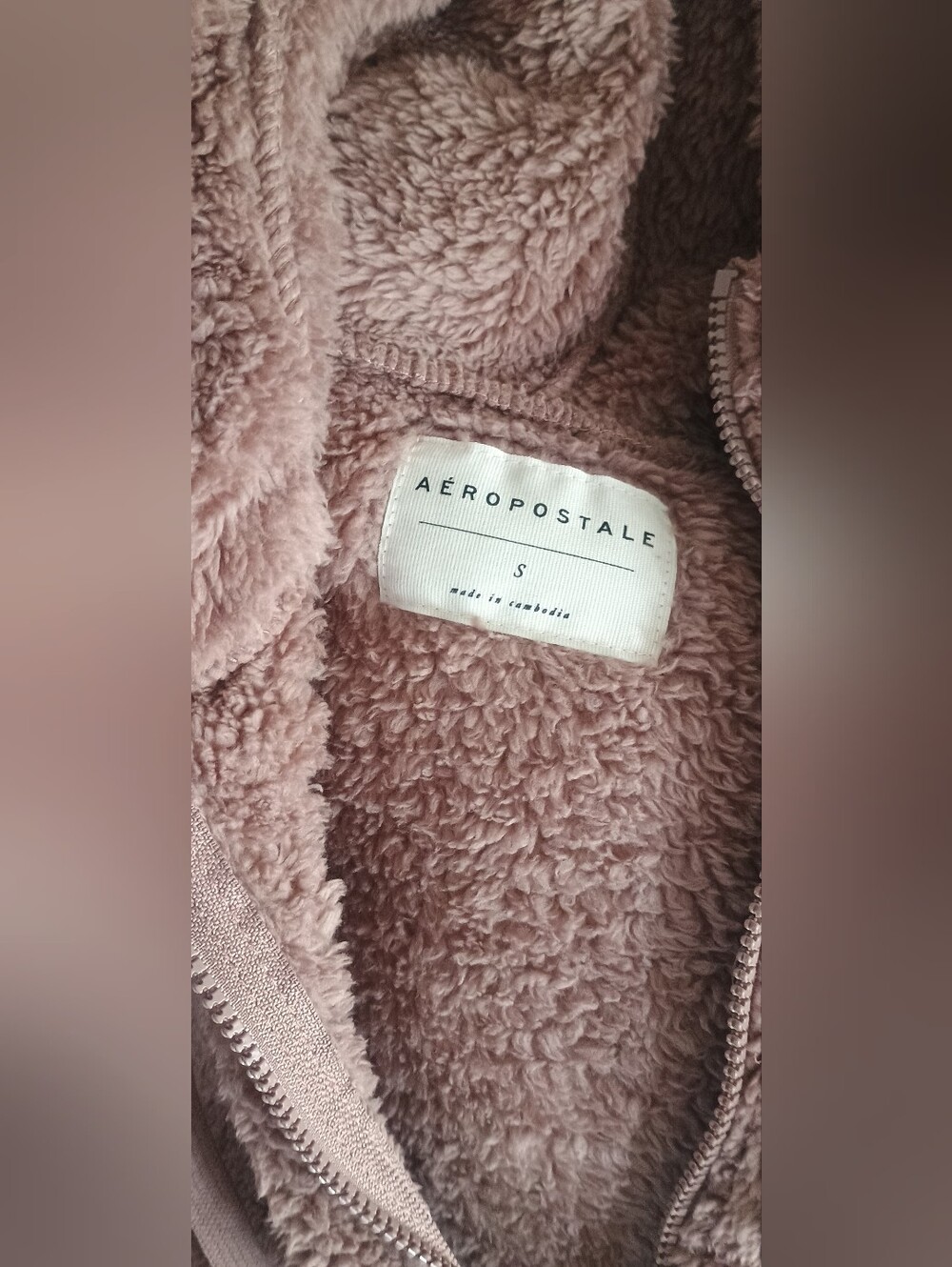 Aeropostale Plush Zip-Up Hoodie Jacket - Brown - Picture 2 of 2